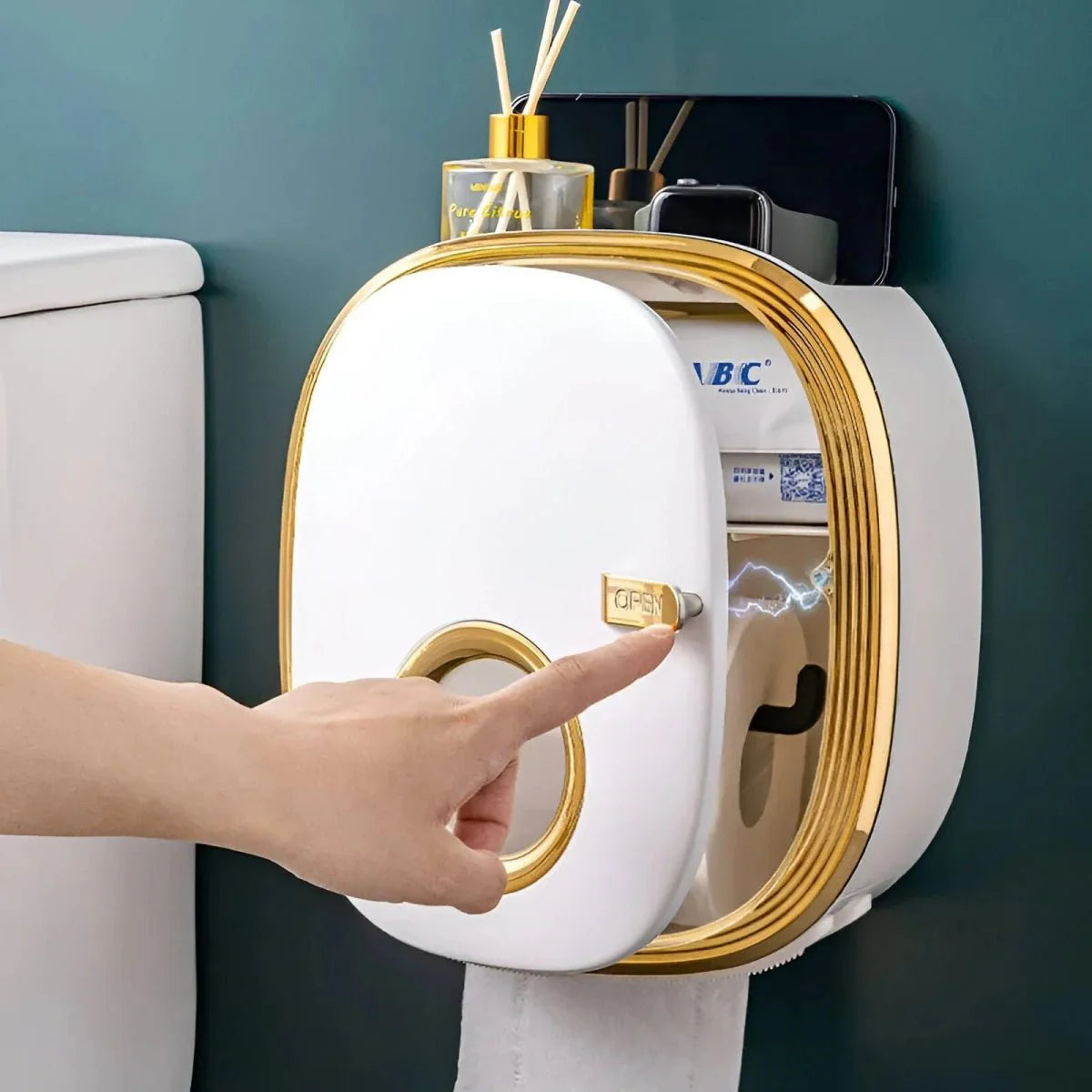 Wall Mounted Toilet Paper Holder with Shelf Storage-Bedding & Bath > Bathroom Accessories-casanuva-casanuva