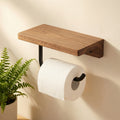 Wall Mounted Walnut Toilet Paper Holder with Shelf-Bedding & Bath > Bathroom Accessories-casanuva-casanuva