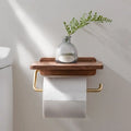 Walnut Roll Holder Stylish Wooden Wall Holder for Bathroom-Bedding & Bath > Bathroom Accessories-casanuva-casanuva