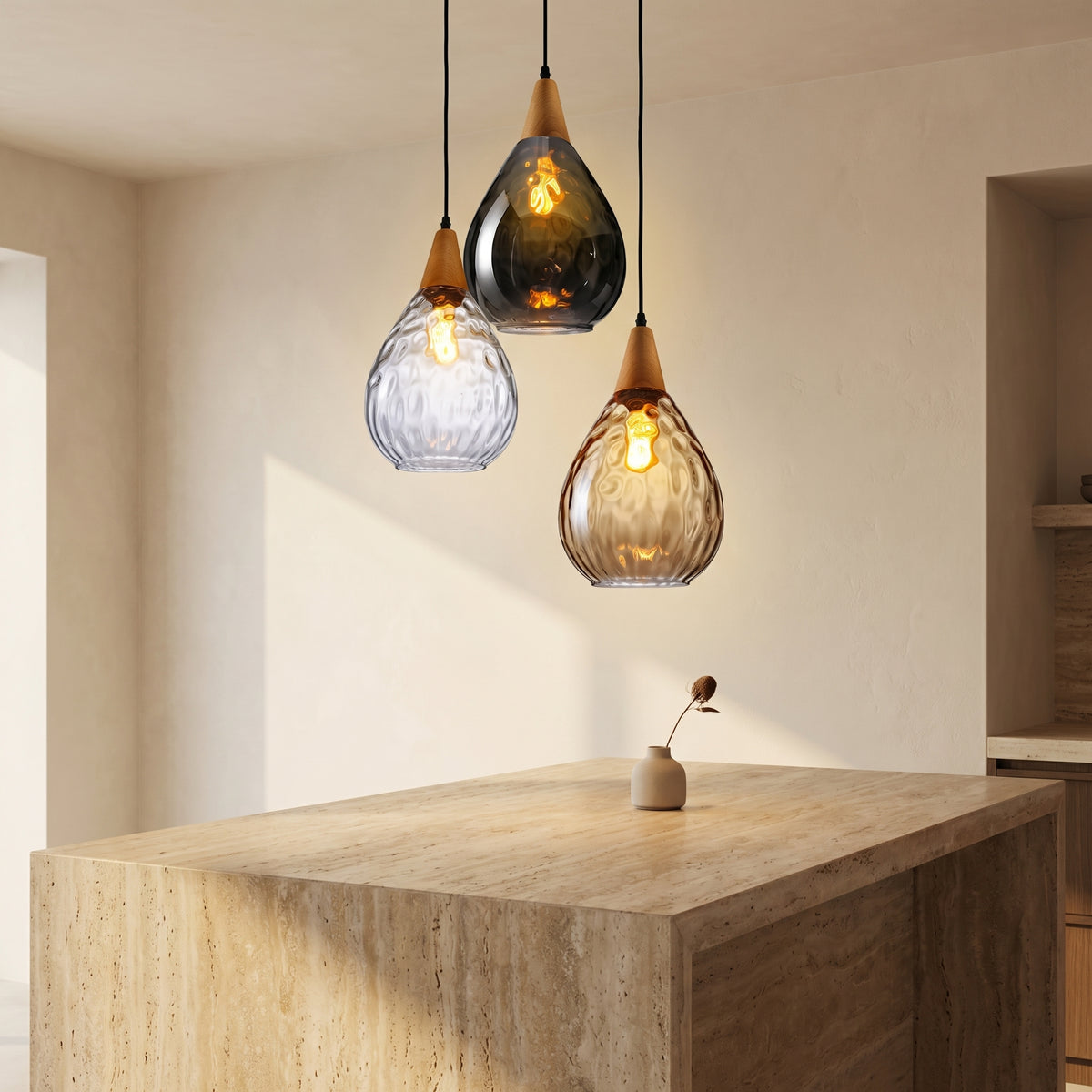 Water Ripple Glass Drop Pendant Light-Lighting > Pendant Lights-casanuva-casanuva
