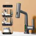 Waterfall Faucet with Pull-Out Spray Head and Digital Temperature Display-Kitchen & Dining > Kitchen Faucets-casanuva-Gray-casanuva