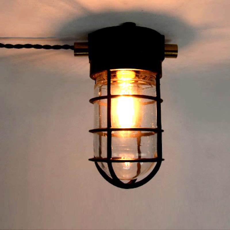 Waterproof Aluminum Alloy Glass Cylinder Outdoor Ceiling Light 1-Light Semi-Flush Mount-Lighting > Outdoor Lighting-casanuva-casanuva