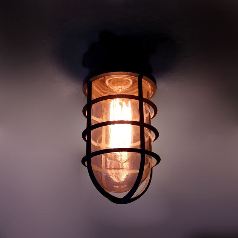 Waterproof Aluminum Alloy Glass Cylinder Outdoor Ceiling Light 1-Light Semi-Flush Mount-Lighting > Outdoor Lighting-casanuva-casanuva