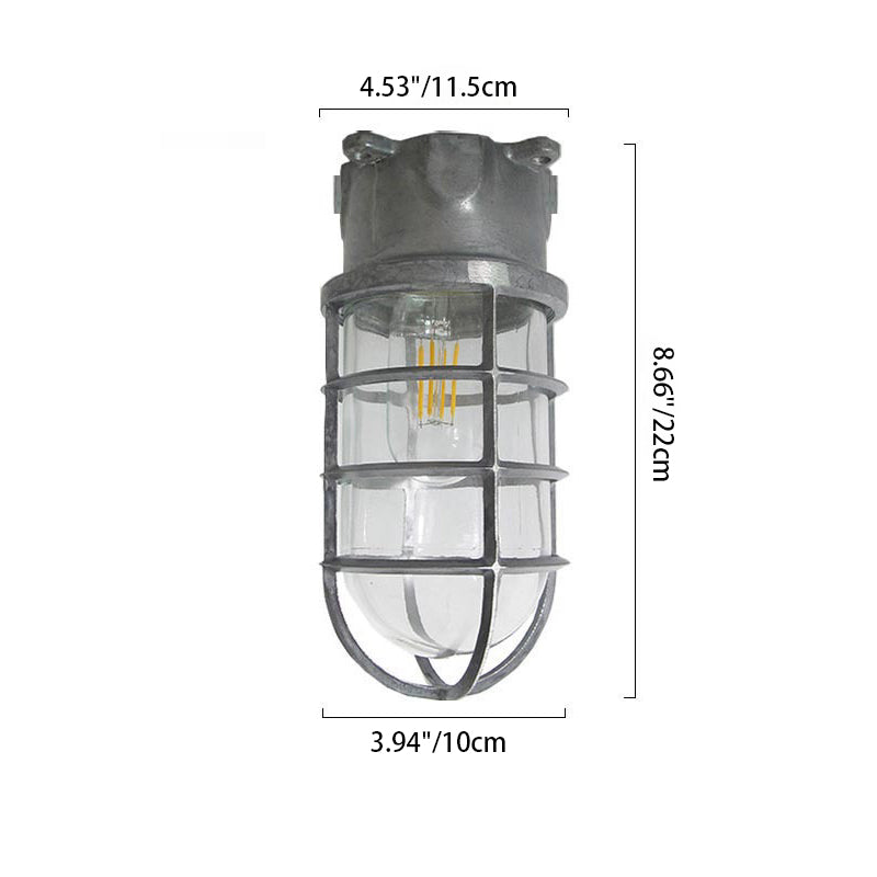 Waterproof Aluminum Alloy Glass Cylinder Outdoor Ceiling Light 1-Light Semi-Flush Mount-Lighting > Outdoor Lighting-casanuva-casanuva