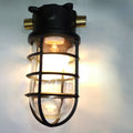 Waterproof Aluminum Alloy Glass Cylinder Outdoor Ceiling Light 1-Light Semi-Flush Mount-Lighting > Outdoor Lighting-casanuva-Black - Side Wired-100V-120V-casanuva