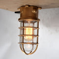 Waterproof Aluminum Alloy Glass Cylinder Outdoor Ceiling Light 1-Light Semi-Flush Mount-Lighting > Outdoor Lighting-casanuva-Gold - Bottom Wired-100V-120V-casanuva