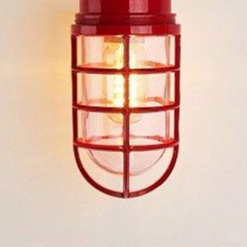 Waterproof Aluminum Alloy Glass Cylinder Outdoor Ceiling Light 1-Light Semi-Flush Mount-Lighting > Outdoor Lighting-casanuva-Red - Bottom Wired-100V-120V-casanuva