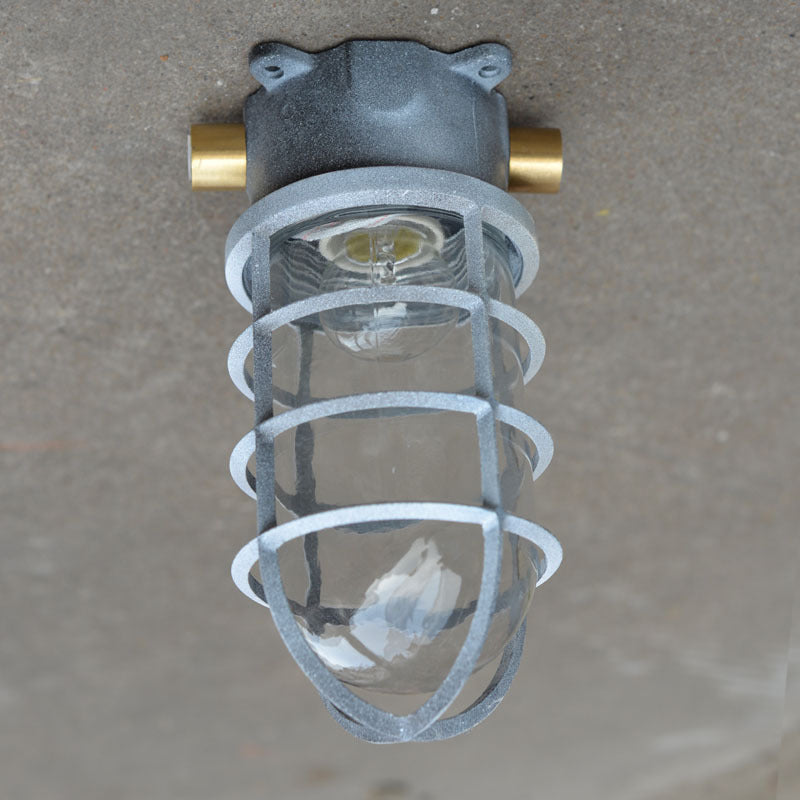 Waterproof Aluminum Alloy Glass Cylinder Outdoor Ceiling Light 1-Light Semi-Flush Mount-Lighting > Outdoor Lighting-casanuva-Vintage Color - Side W...-100V-120V-casanuva