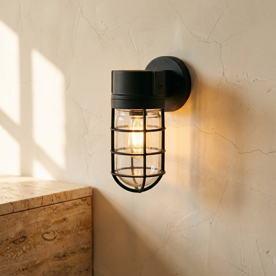 Waterproof Aluminum Alloy Glass Cylinder Outdoor Ceiling Light 1-Light Semi-Flush Mount-Lighting > Outdoor Lighting-casanuva-casanuva
