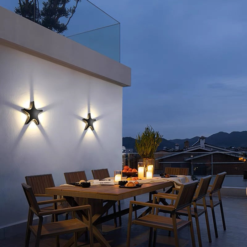 Waterproof LED Outdoor Wall Light Die-Cast Aluminum Starfish Design-Lighting > Outdoor Lighting-casanuva-Black-Warm Light (3000K)-100V-120V-casanuva
