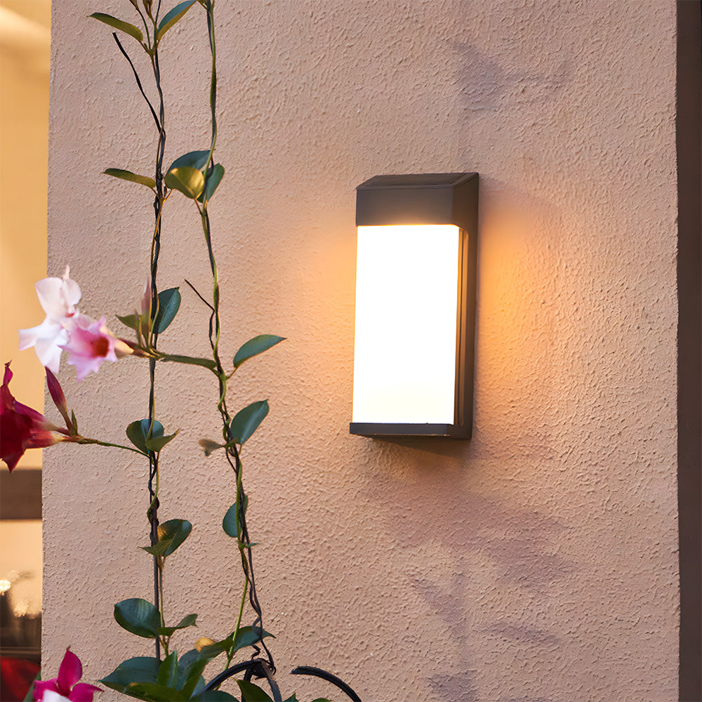 Waterproof Solar Outdoor Wall Light IP44-Lighting > Outdoor Lighting-casanuva-Black-H20cm-Warm White-casanuva
