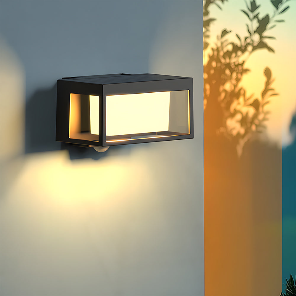Waterproof Solar Wall Sconce with Motion Sensor for Outdoor Use-Lighting > Outdoor Lighting-casanuva-Black-L16*H11cm-Warm white-casanuva
