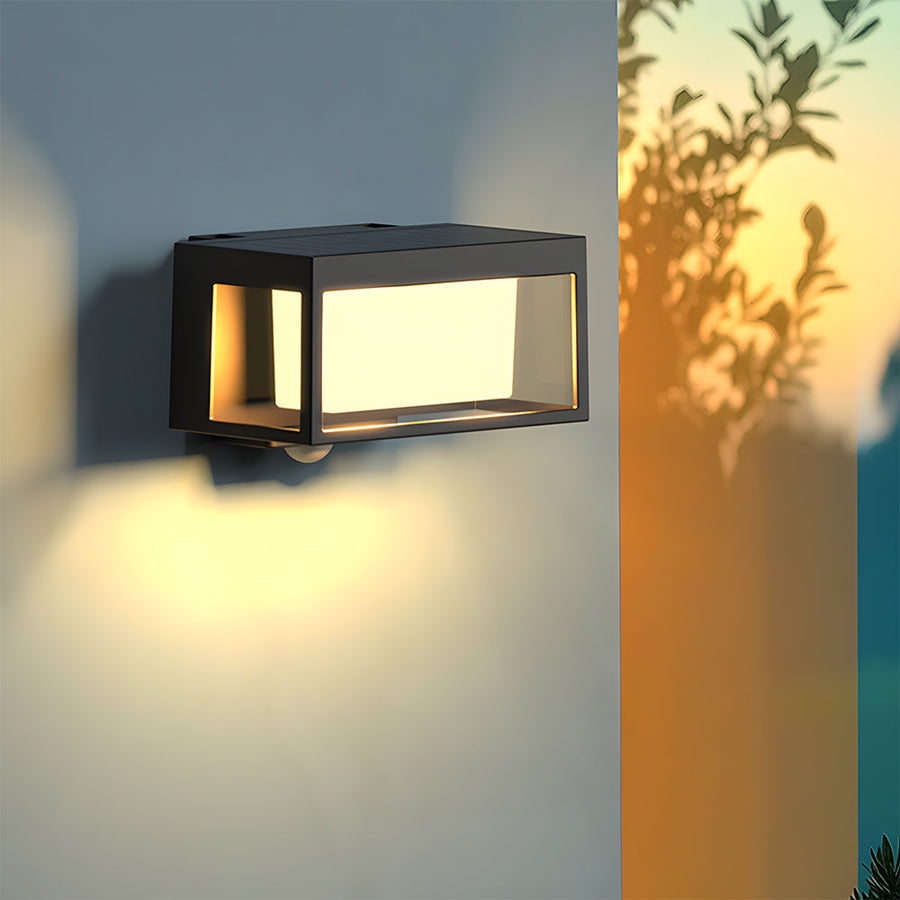 Waterproof Solar Wall Sconce with Motion Sensor for Outdoor Use-Lighting > Outdoor Lighting-casanuva-Black-L16*H11cm-Warm white-casanuva