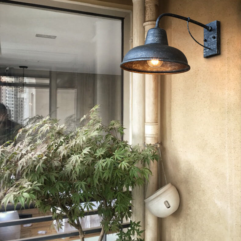 Waterproof Vintage Iron Outdoor Wall Sconce Lamp-Lighting > Outdoor Lighting-casanuva-100V-120V-Silver Black-casanuva