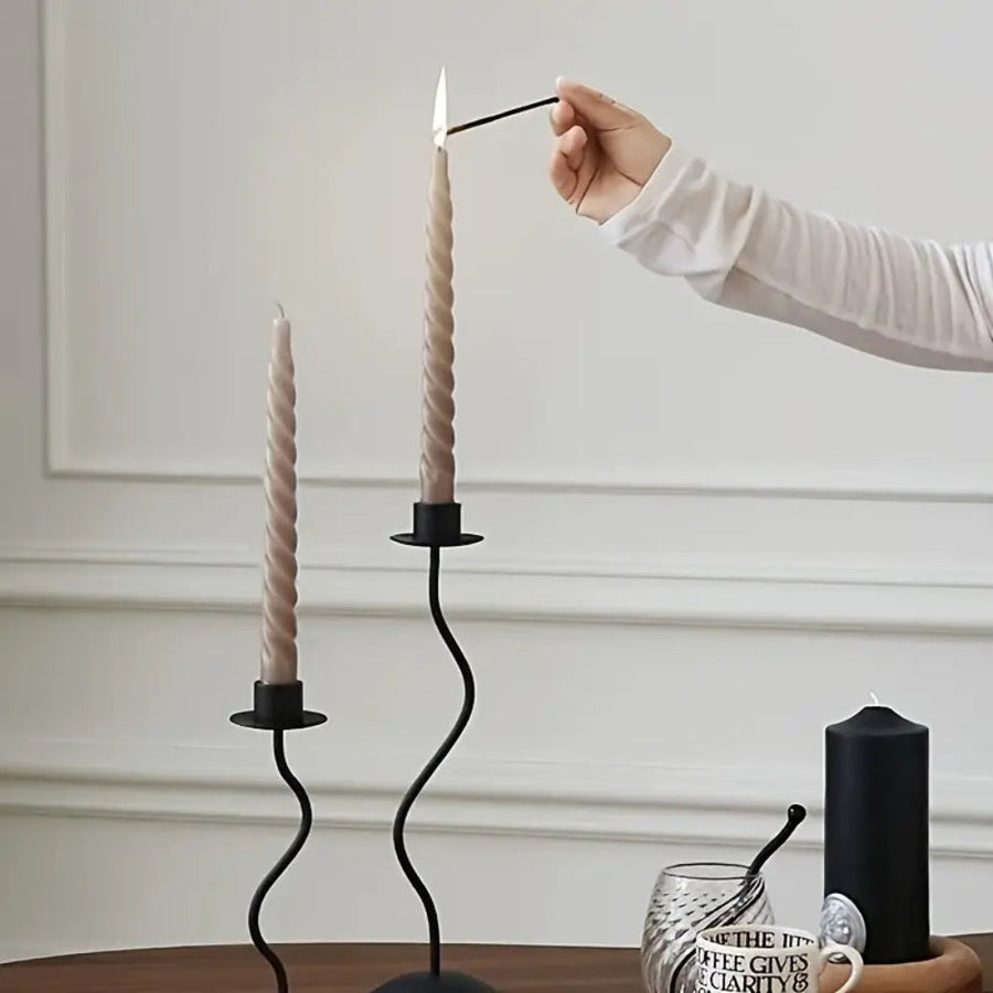 Wavy Iron Candle Holder Sculpted Design-Home Decor > Candle Holders-casanuva-casanuva
