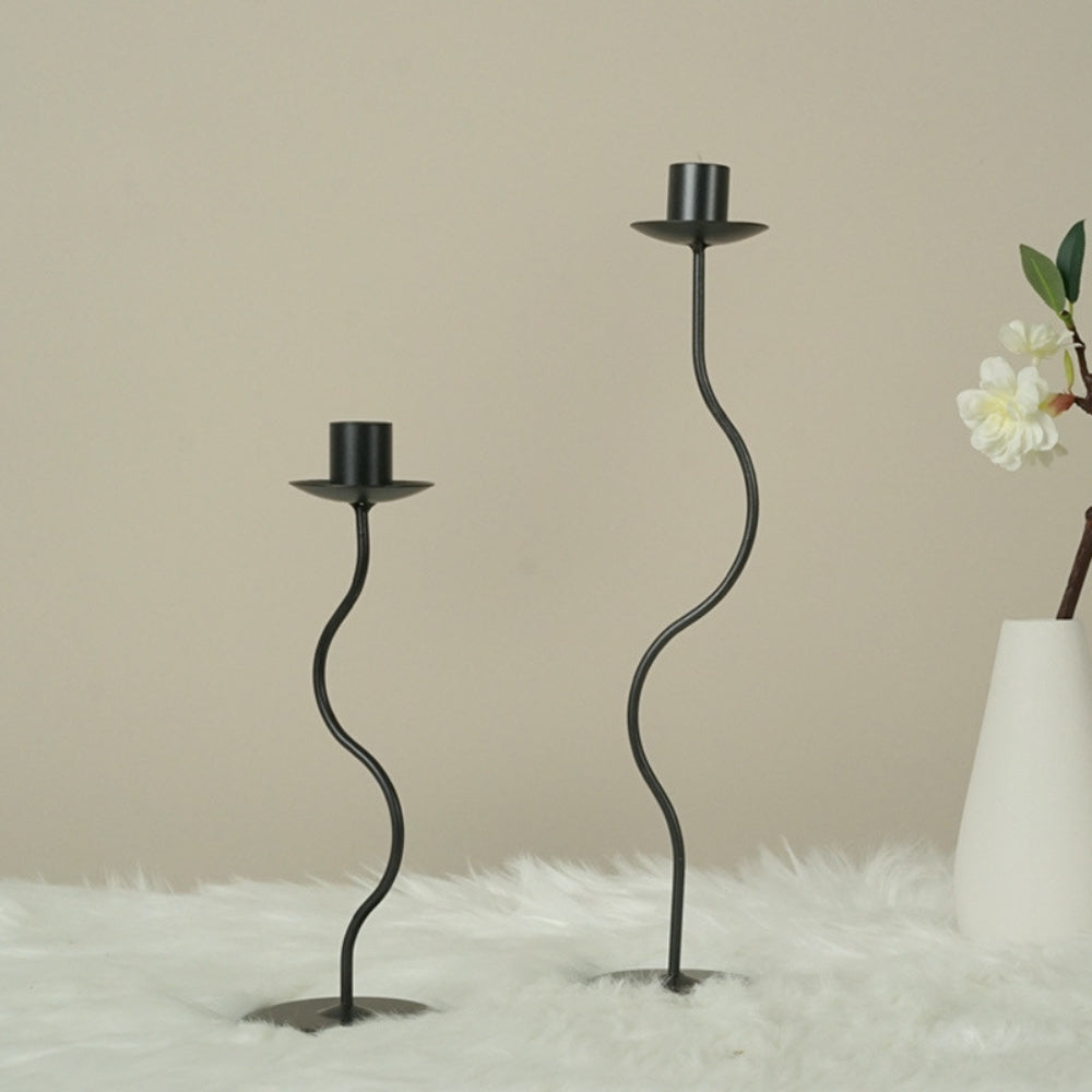 Wavy Iron Candle Holder Sculpted Design-Home Decor > Candle Holders-casanuva-casanuva