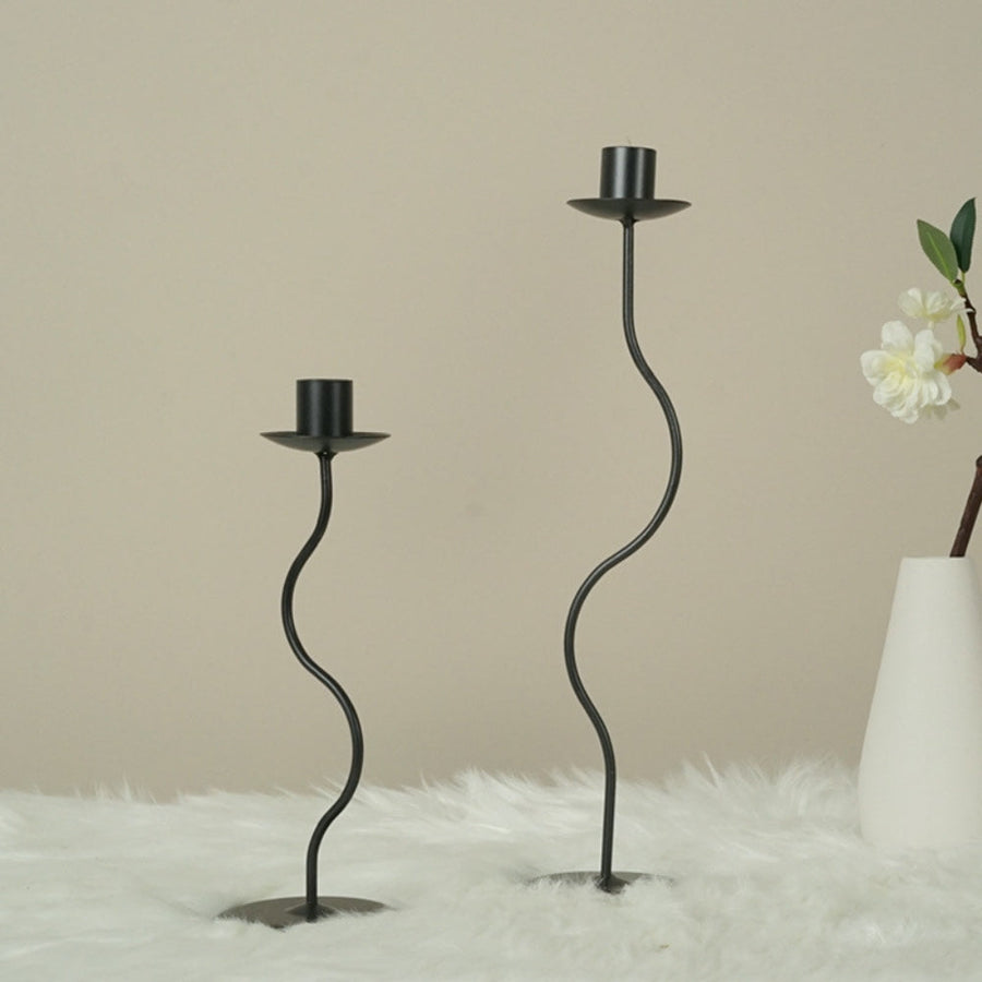 Wavy Iron Candle Holder Sculpted Design-Home Decor > Candle Holders-casanuva-casanuva