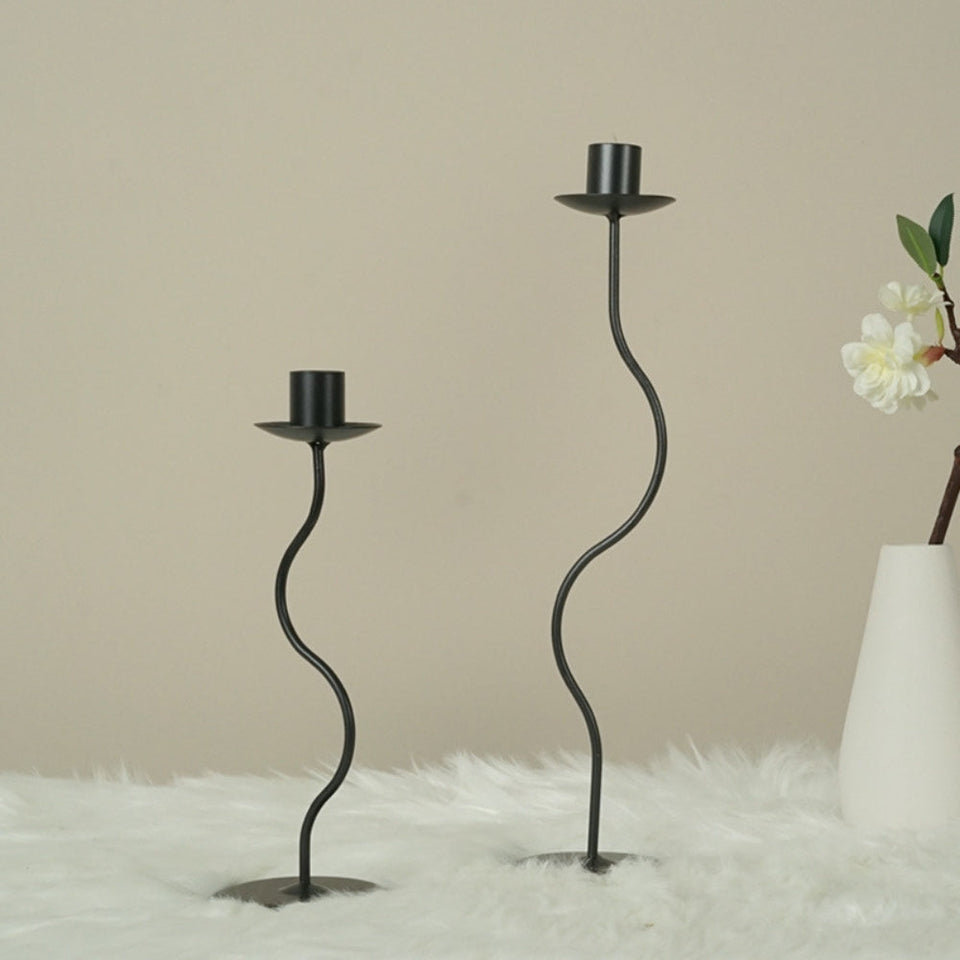 Wavy Iron Candle Holder Sculpted Design-Home Decor > Candle Holders-casanuva-casanuva