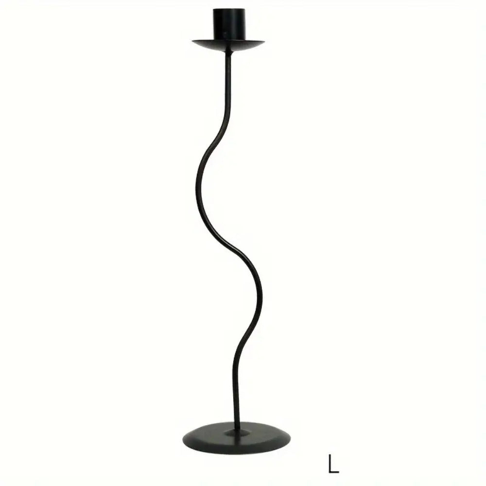 Wavy Iron Candle Holder Sculpted Design-Home Decor > Candle Holders-casanuva-Large (13.5")-casanuva