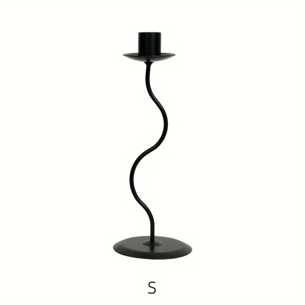 Wavy Iron Candle Holder Sculpted Design-Home Decor > Candle Holders-casanuva-Small (9")-casanuva