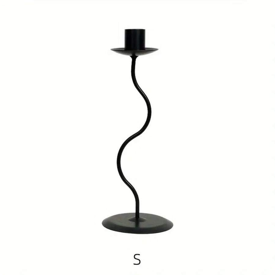 Wavy Iron Candle Holder Sculpted Design-Home Decor > Candle Holders-casanuva-Small (9")-casanuva