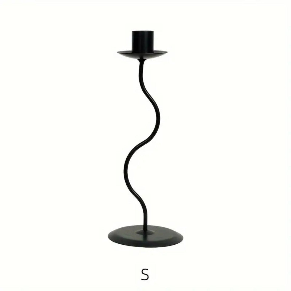 Wavy Iron Candle Holder Sculpted Design-Home Decor > Candle Holders-casanuva-Small (9")-casanuva