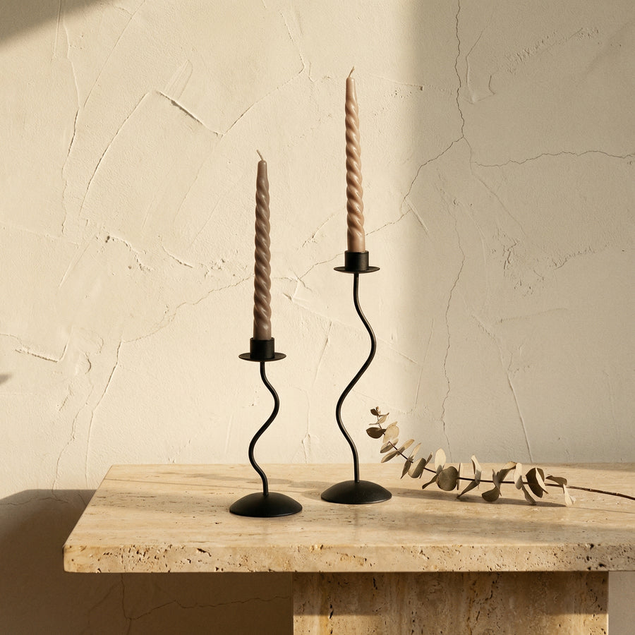 Wavy Iron Candle Holder Sculpted Design-Home Decor > Candle Holders-casanuva-casanuva