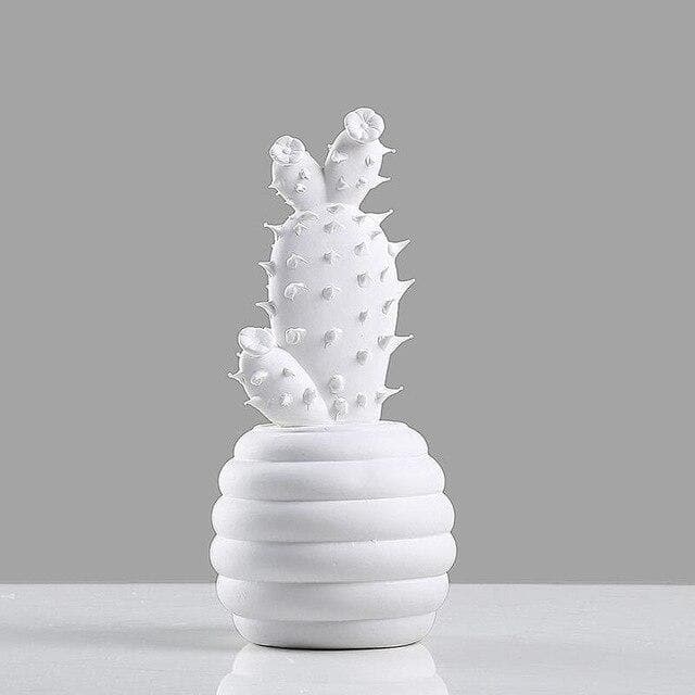 White Porcelain Cactus Collection-Home Decor > Decorative Accessories-casanuva-Round cactus-casanuva