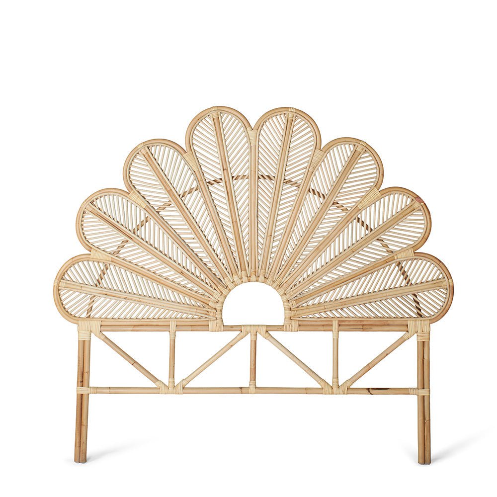 Wicker Headboard with Floral Pattern Handmade Woven Design-Furniture > Headboards-casanuva-casanuva