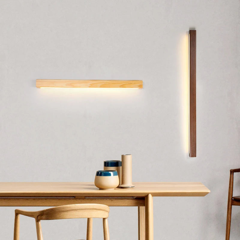 Wood Long Mirror Bathroom Wall Light-Lighting > Wall Lights-casanuva-casanuva