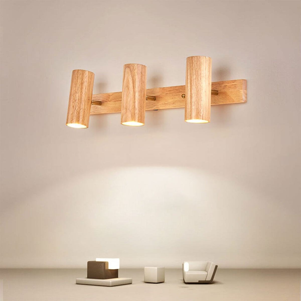 Wood Track Spotlight Wall Sconce Lamp 1/2/3 Light Options-Lighting > Wall Lights-casanuva-3 Lights-Warm Light (3000K)-100V-120V-casanuva