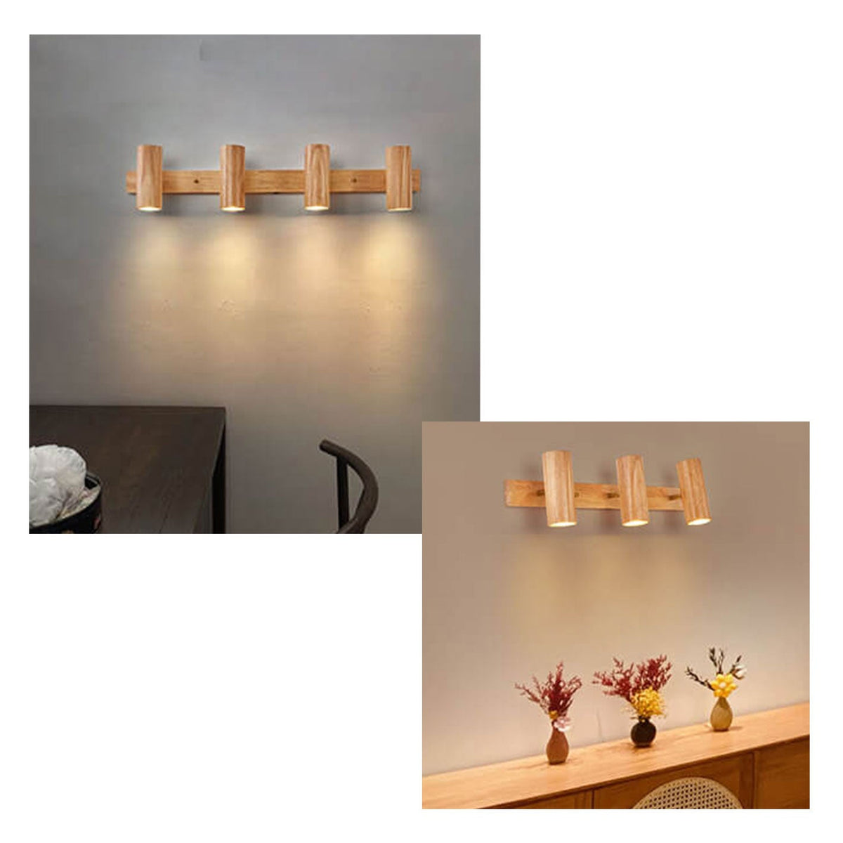 Wood Track Spotlight Wall Sconce Lamp 1/2/3 Light Options-Lighting > Wall Lights-casanuva-casanuva