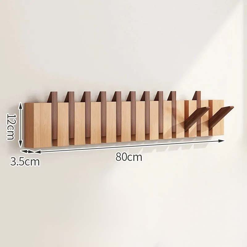 Wood Wall Hook Rack with Foldable Hooks Natural Finish-Home Decor > Decorative Accessories-casanuva-casanuva