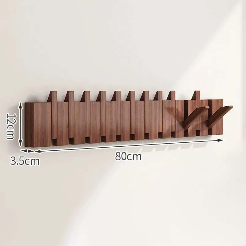Wood Wall Hook Rack with Foldable Hooks Natural Finish-Home Decor > Decorative Accessories-casanuva-casanuva