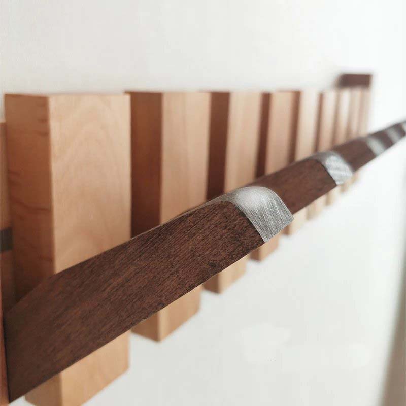 Wood Wall Hook Rack with Foldable Hooks Natural Finish-Home Decor > Decorative Accessories-casanuva-casanuva