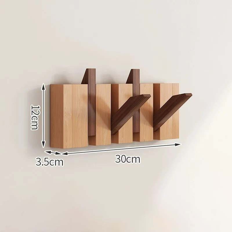 Wood Wall Hook Rack with Foldable Hooks Natural Finish-Home Decor > Decorative Accessories-casanuva-Mix-4 Hooks 30x12cm-casanuva