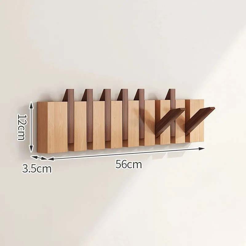 Wood Wall Hook Rack with Foldable Hooks Natural Finish-Home Decor > Decorative Accessories-casanuva-Mix-5cm-casanuva