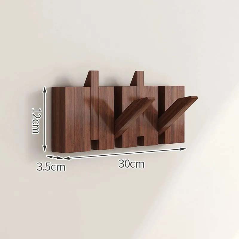 Wood Wall Hook Rack with Foldable Hooks Natural Finish-Home Decor > Decorative Accessories-casanuva-Walnut-5cm-casanuva