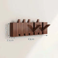 Wood Wall Hook Rack with Foldable Hooks Natural Finish-Home Decor > Decorative Accessories-casanuva-Walnut-6 Hooks 43x12cm-casanuva
