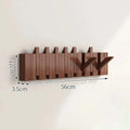 Wood Wall Hook Rack with Foldable Hooks Natural Finish-Home Decor > Decorative Accessories-casanuva-Walnut-8 Hooks 56x12cm-casanuva