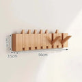 Wood Wall Hook Rack with Foldable Hooks Natural Finish-Home Decor > Decorative Accessories-casanuva-Wood-8 Hooks 56x12cm-casanuva