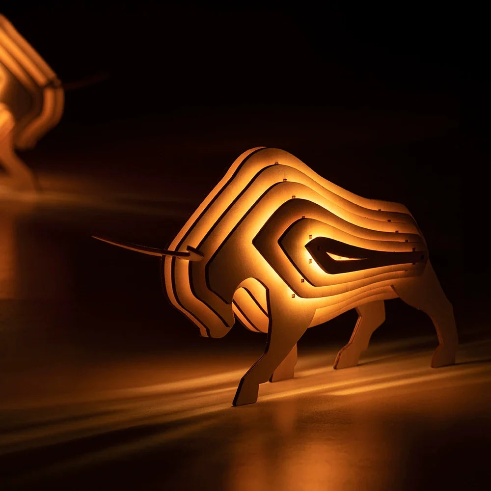 Wooden Animal Night Light-Lighting > Ambient Lighting-casanuva-Bull-casanuva