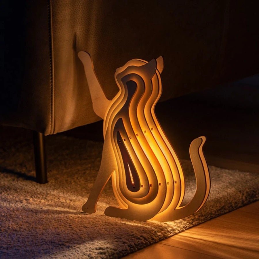 Wooden Animal Night Light-Lighting > Ambient Lighting-casanuva-Cat-casanuva