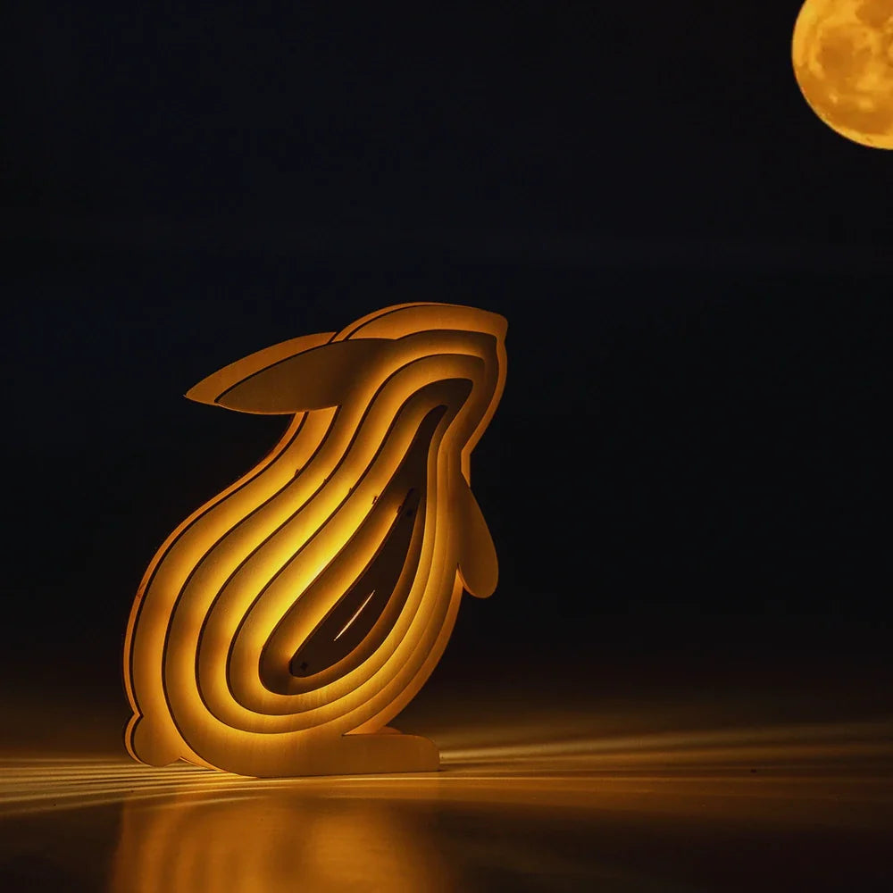 Wooden Animal Night Light-Lighting > Ambient Lighting-casanuva-Rabbit-casanuva