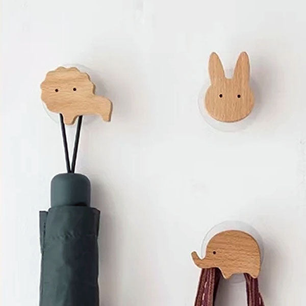 Wooden Animal Wall Hooks Coat Rack Adhesive Hook Set-Home Decor > Decorative Accessories-casanuva-casanuva