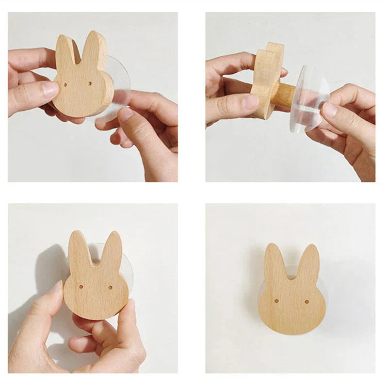 Wooden Animal Wall Hooks Coat Rack Adhesive Hook Set-Home Decor > Decorative Accessories-casanuva-casanuva