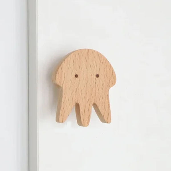 Wooden Animal Wall Hooks Coat Rack Adhesive Hook Set-Home Decor > Decorative Accessories-casanuva-Jellyfish-casanuva