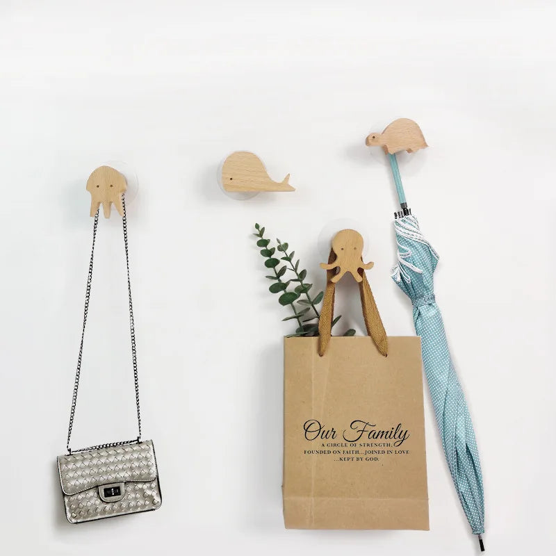 Wooden Animal Wall Hooks Coat Rack Adhesive Hook Set-Home Decor > Decorative Accessories-casanuva-Turtle-casanuva