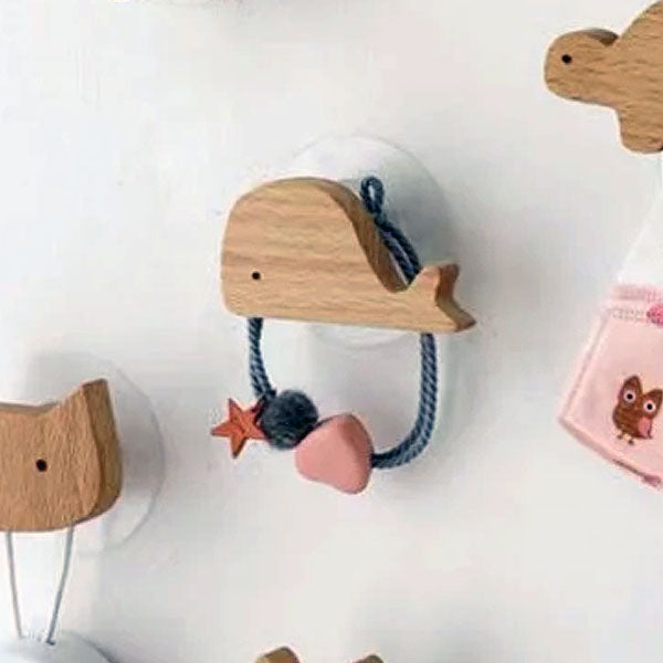 Wooden Animal Wall Hooks Coat Rack Adhesive Hook Set-Home Decor > Decorative Accessories-casanuva-Whale-casanuva