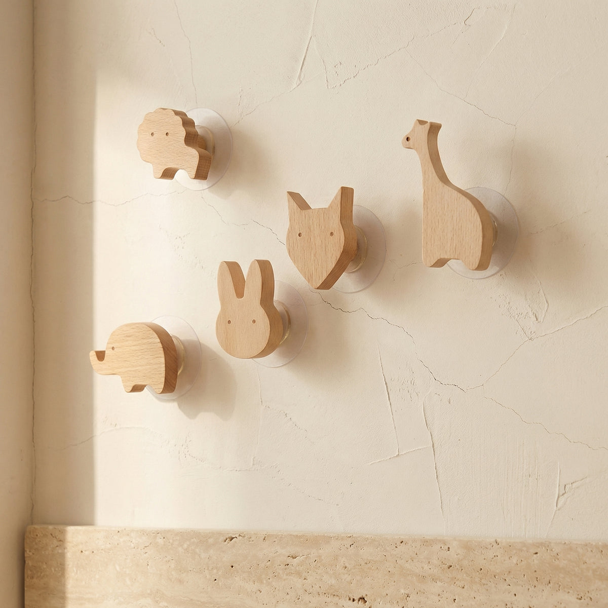 Wooden Animal Wall Hooks Coat Rack Adhesive Hook Set-Home Decor > Decorative Accessories-casanuva-casanuva